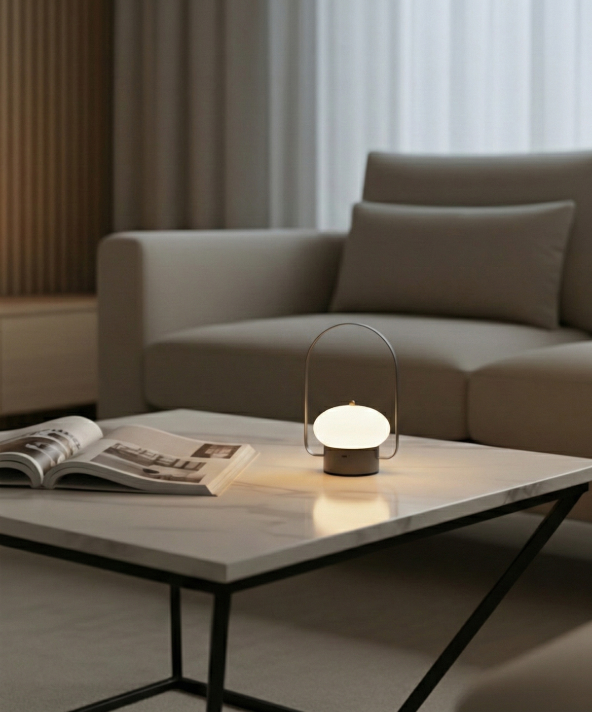 BRUMA | Lámpara LED portátil, con regulador de intensidad y temperatura