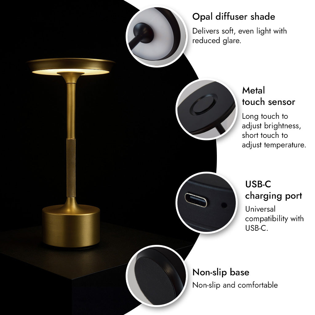 NORA | Táctil, dimmable, temperatura regulable, USB-C